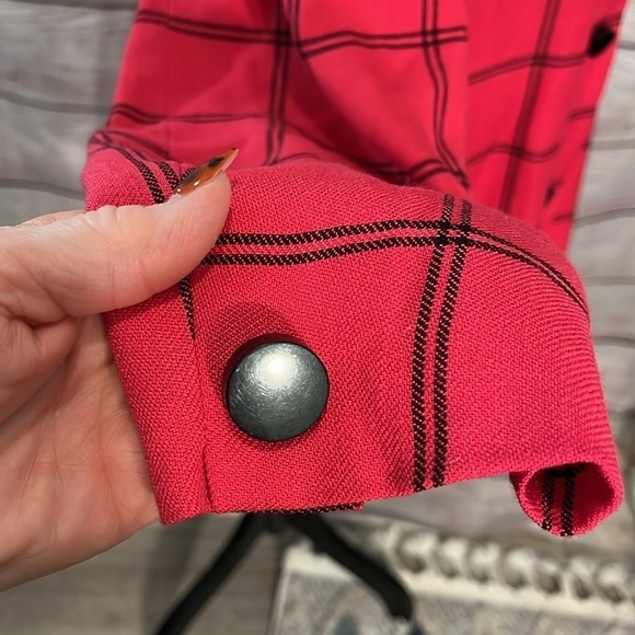 Vintage Jaeger Blazer Red Plaid Size 14 Linen Blend Great Britain Window Pane - Picture 4 of 12